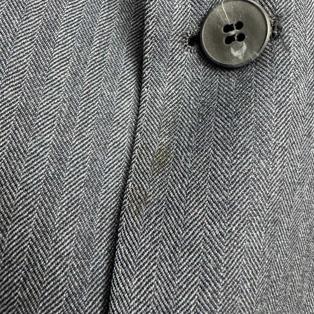 Lanvin Barneys NY Virgin Wool Suit Blazer Jacket Men Gray Herringbone Notch Work